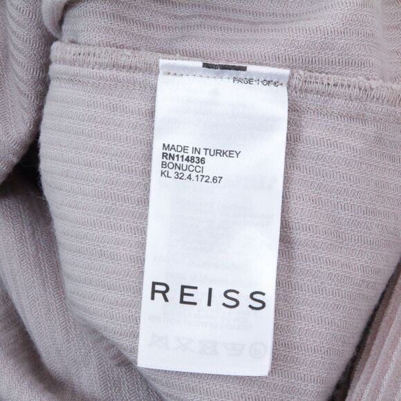 Reiss Corduroy Men's Shacket Beige Long Sleeves Spread Collar Button Down, Large - Picture 5 of 10